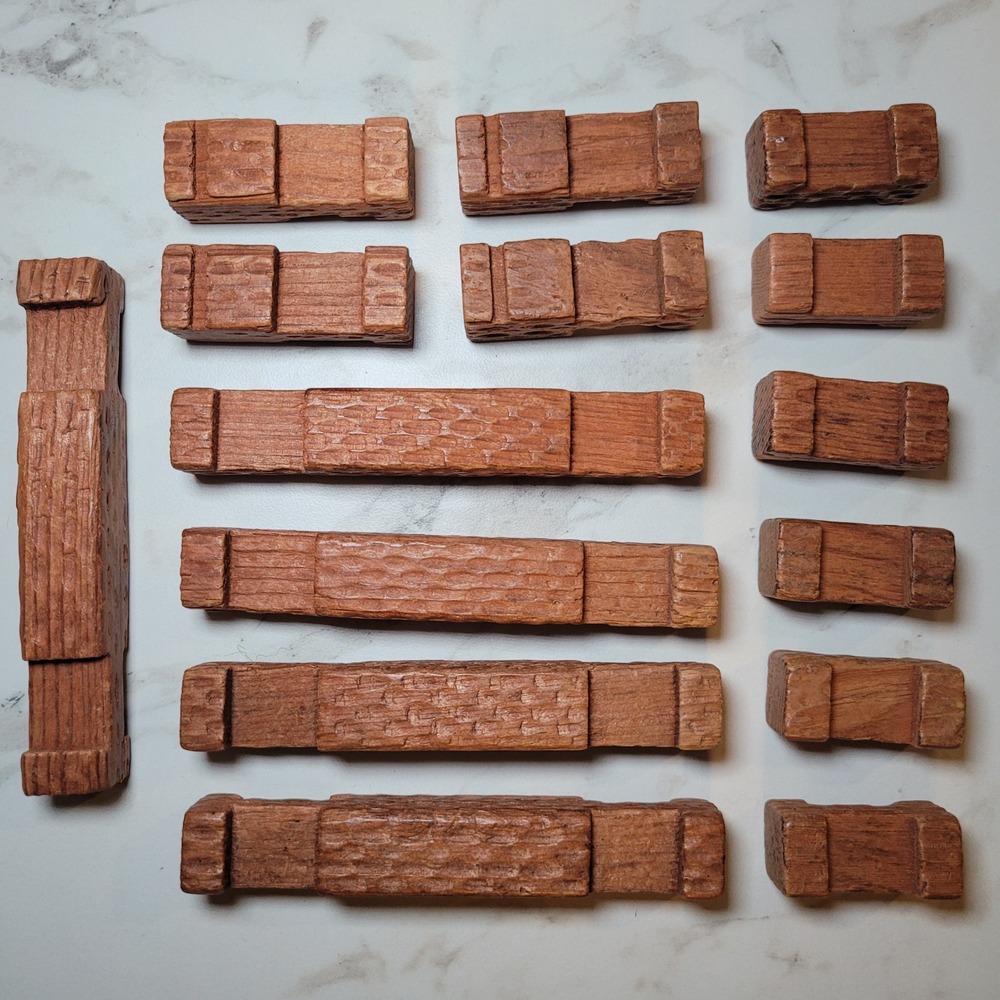 Halsam American Replacement Wood Pieces‎ Mixed Sizes Vintage Toy 15 Pcs Parts